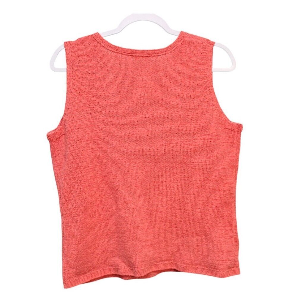 Pendleton Sleeveless Sweater Size Medium Pink Coral Open Knit Preppy Beach Tank - Picture 8 of 11